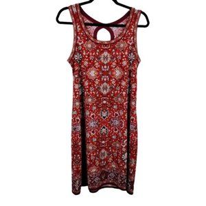 Max Studio Mini Red Fit Print Sleeveless Scoop Neck w/ Key Hole Back Size Small